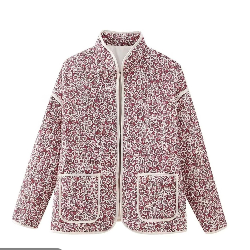 NWT Floral Women's spring jacket - Red and White